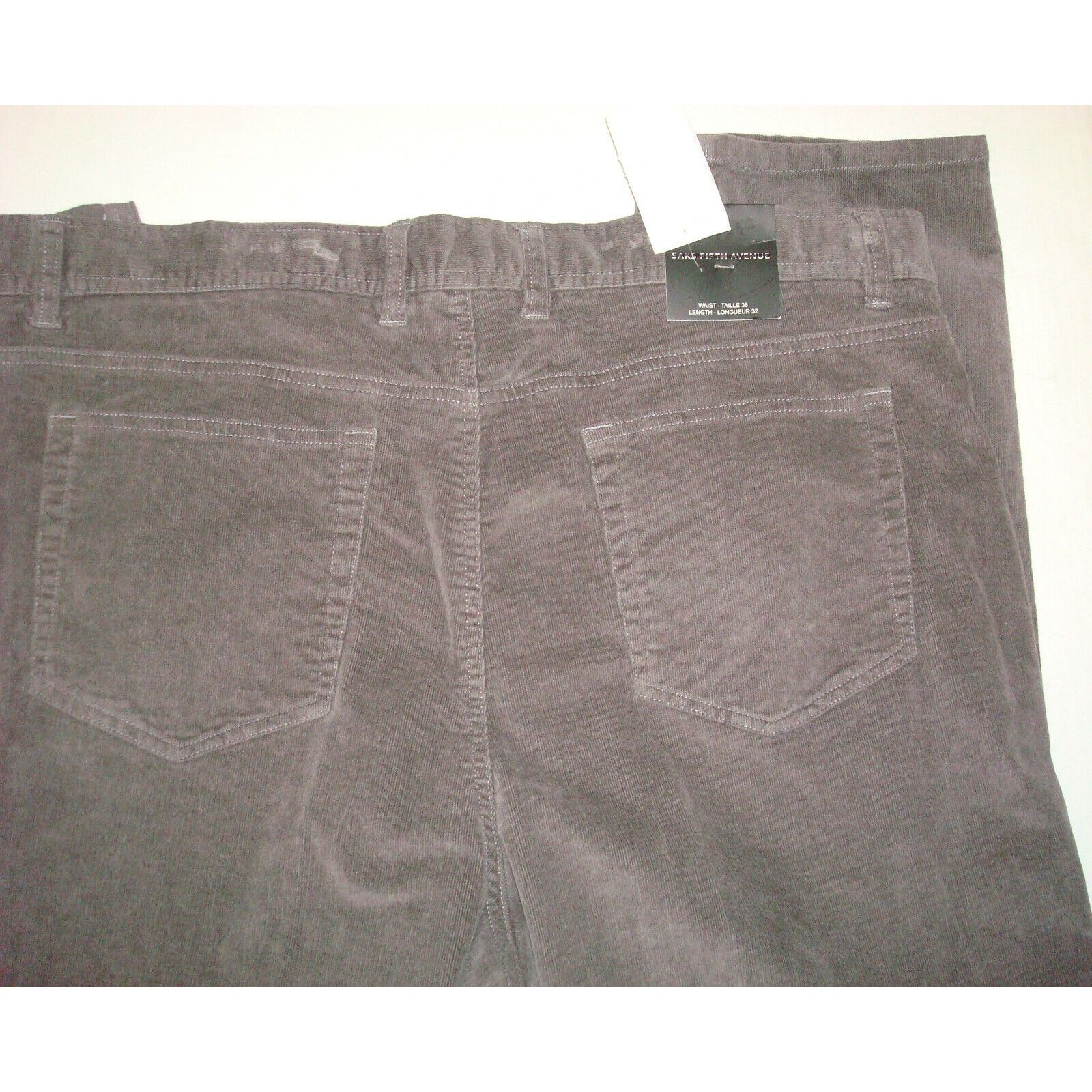 New Mens Nwt $228 Saks Fifth Avenue Collection Corduroy Pants Gray 38 X 32 Tower — image 3 of 4